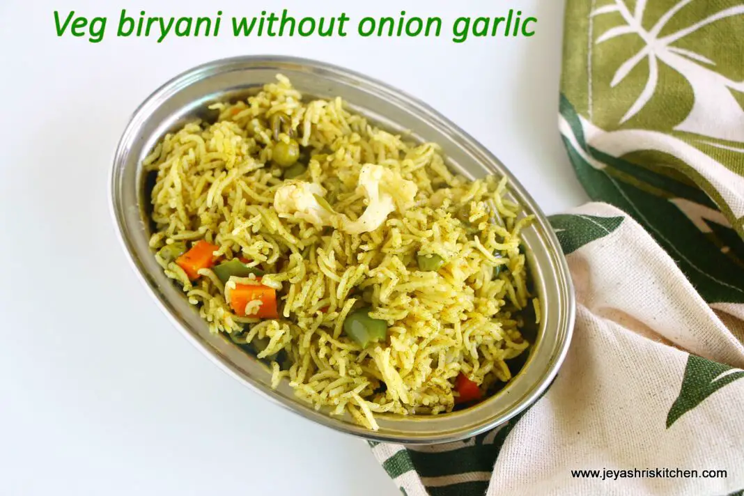 Vegetable biryani no onion no garlic