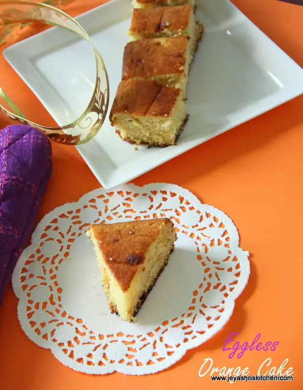 Eggless orange cake