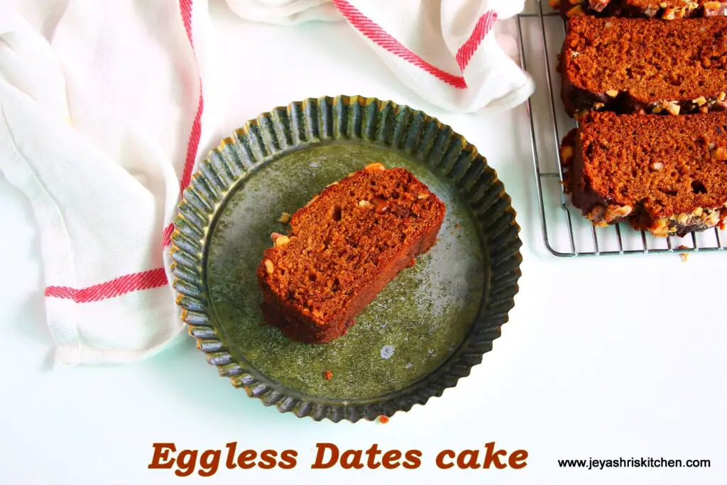 Eggless dates cake