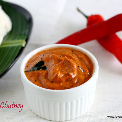 Red jalapeno Chutney Jeyashri's Kitchen