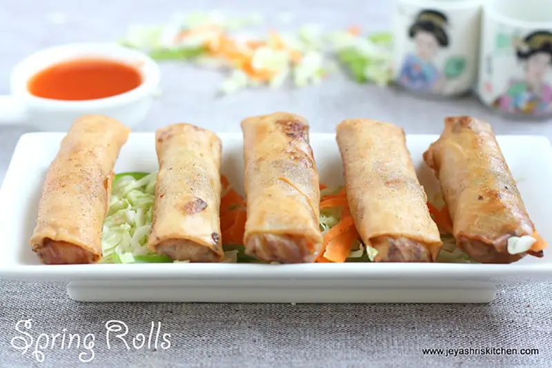 Veg Spring Rolls Recipe - Swasthi's Recipes