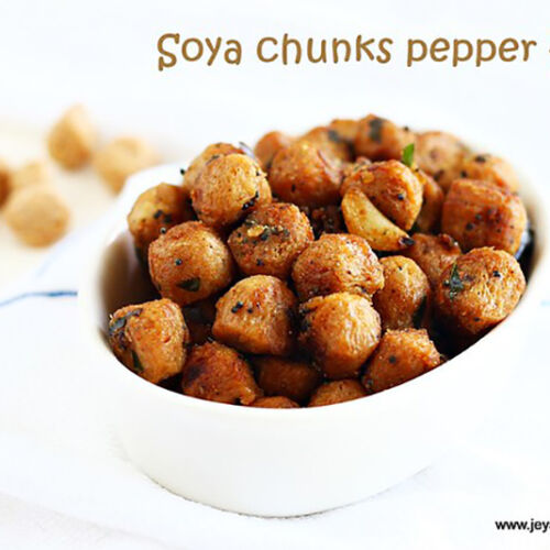 Soya chunks pepper fry Jeyashri's Kitchen