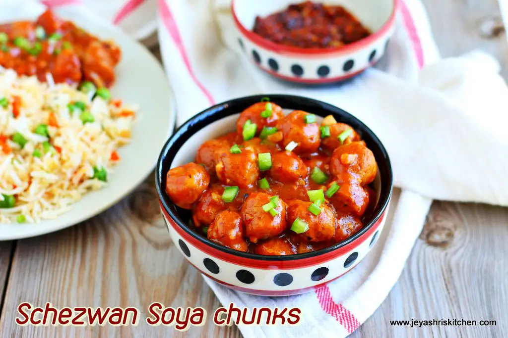 Schezwan soya chunks manchurian