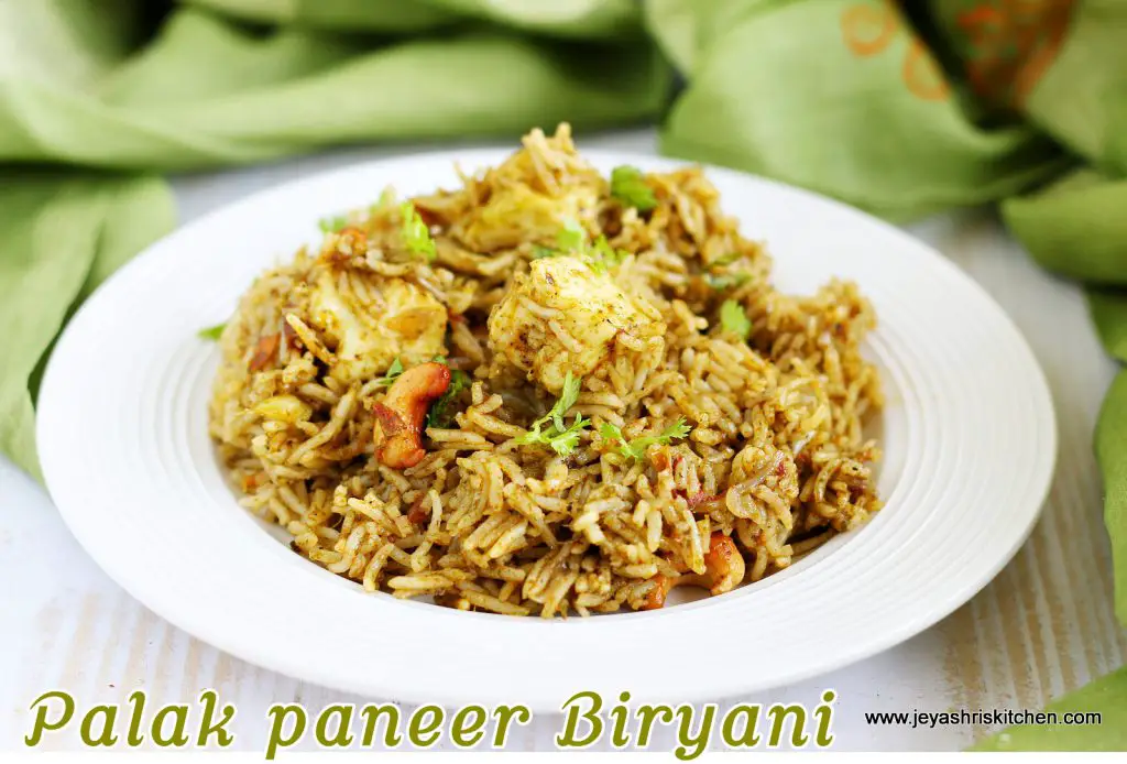 Palak paneer biryani Palak paneer biryani