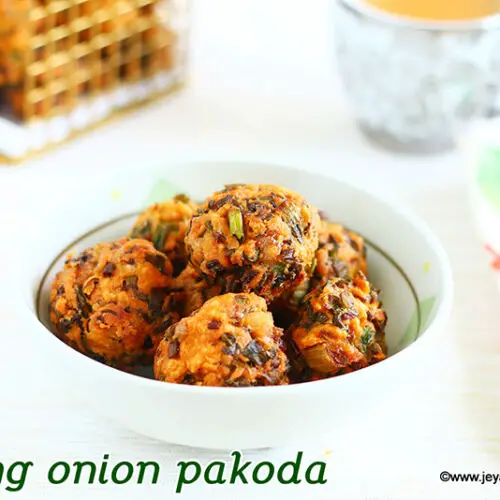 Spring onionpakoda recipe Jeyashri's Kitchen