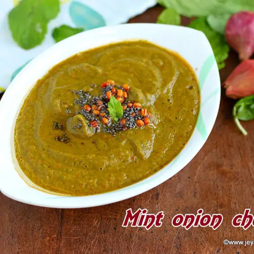 Mint onion chutney Jeyashri's Kitchen