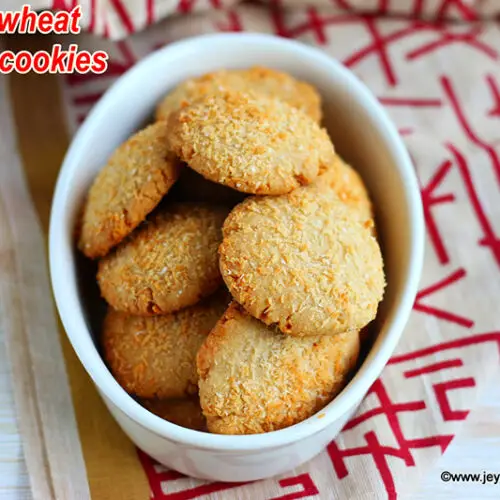 Whole wheat coconut cookies Jeyashri's Kitchen