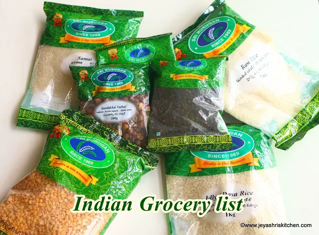 Indian Grocery List