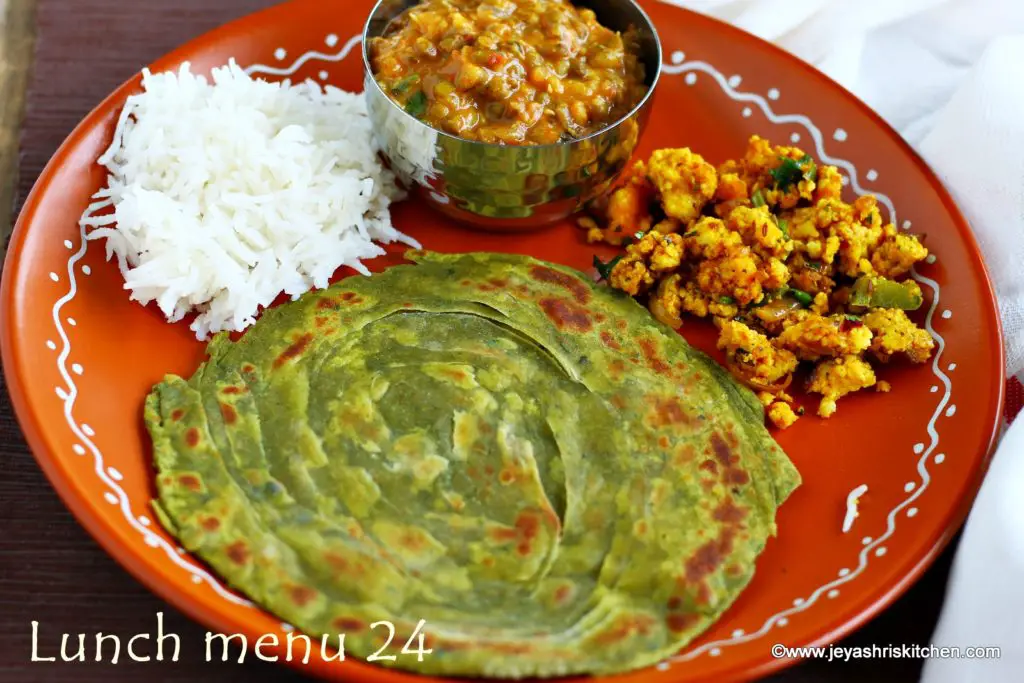 Palak lachha paratha- Paneer bhurji