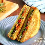 Onion tomato cheese sandwich
