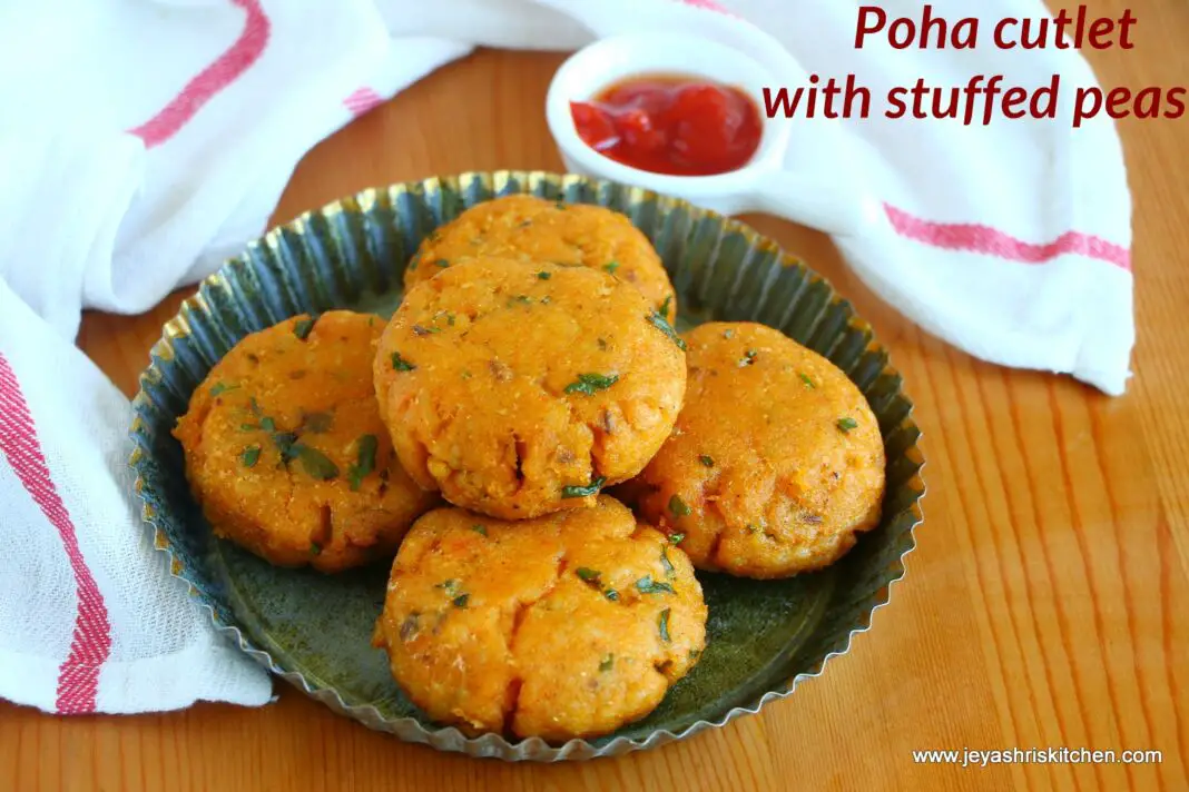 Poha cutlet with stuffed peas