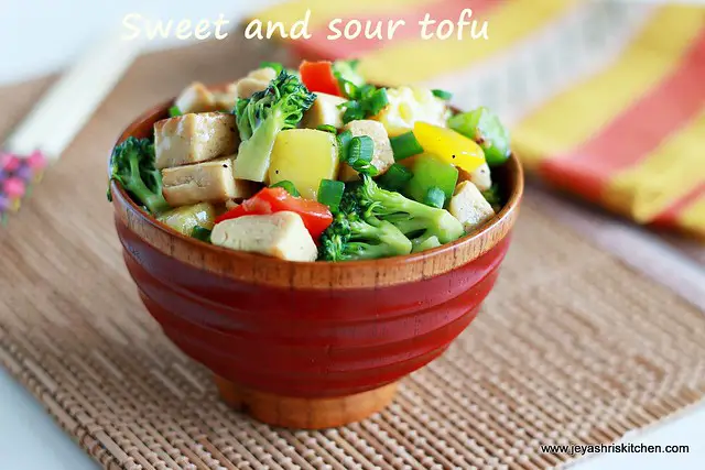 Sweet and sour tofu with vegetables