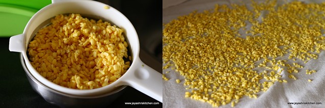 Microwave roasted moong dal