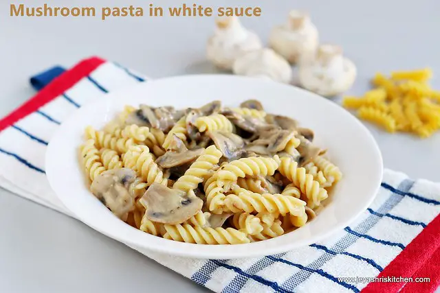 mushroom pasta in white sauce