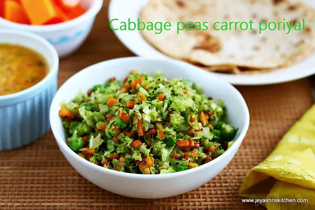 cabbage carrot peas poriyal
