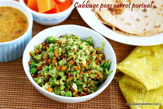 Cabbage carrot peas poriyal