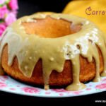 Carrot cake with toffee sauce