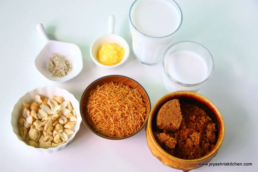 Semiya payasam -ingredients